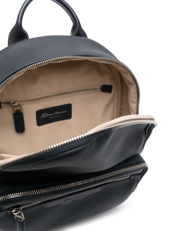 Santoni grained-texture leather backpack - Image 5