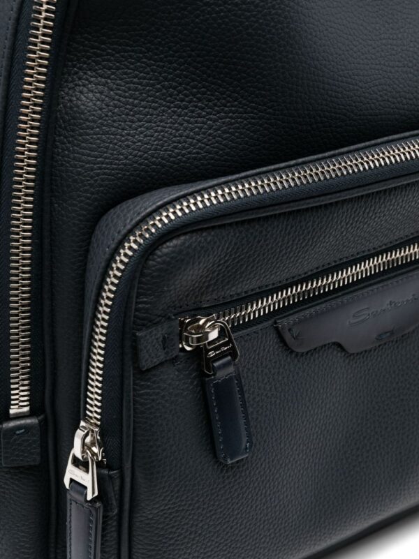 Santoni grained-texture leather backpack - Image 4