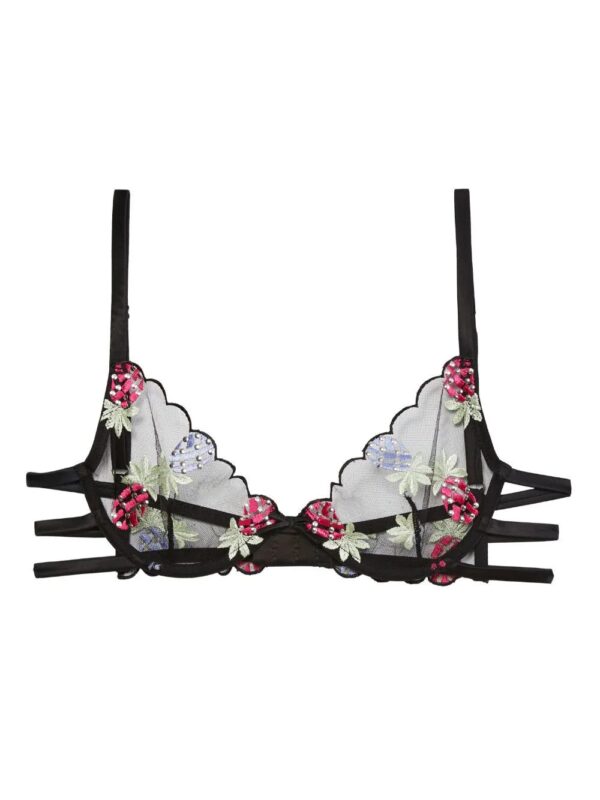 Fleur Du Mal  embroidered-pineapple demi bra