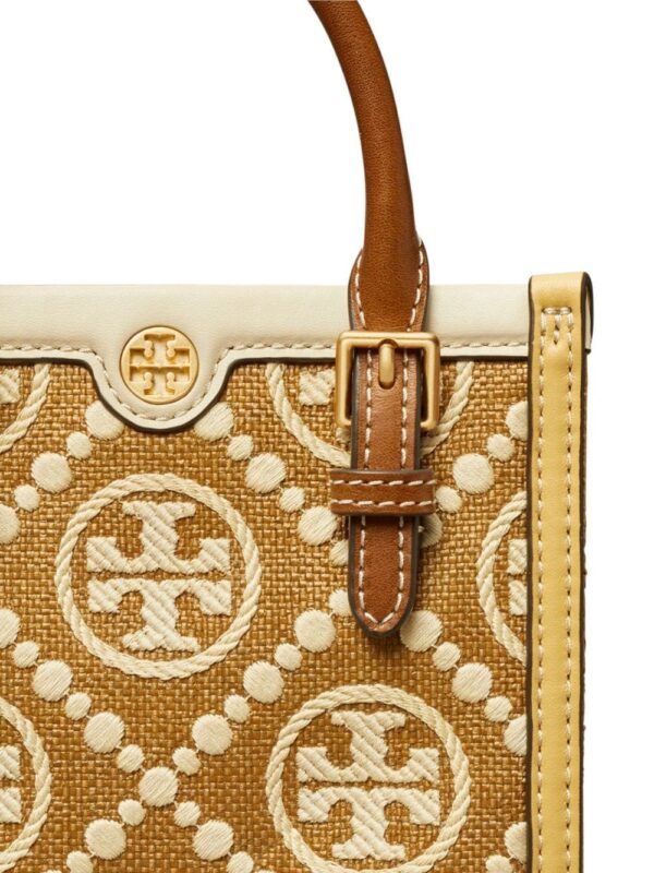 Tory Burch monogram-pattern raffia tote bag - Image 3