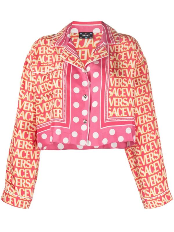 Versace  Allover cropped silk shirt