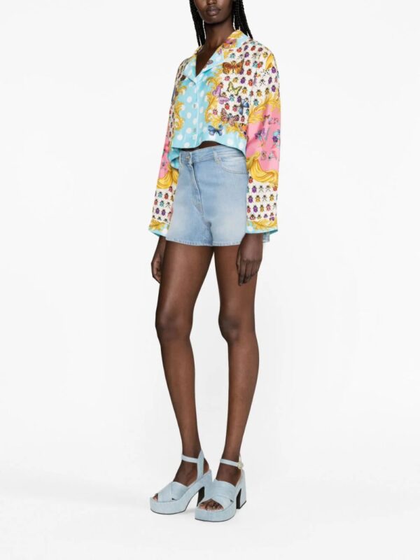 Versace  Butterflies-print cropped silk shirt - Image 4