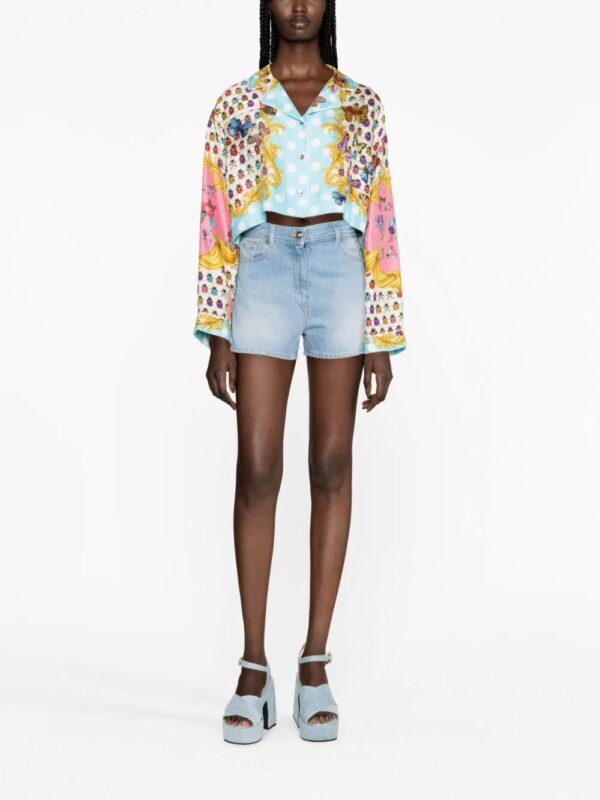 Versace  Butterflies-print cropped silk shirt - Image 2