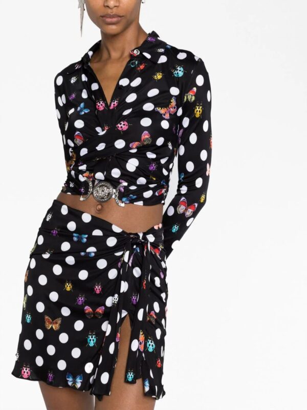 Versace  x Dua Lipa polka-dot cropped shirt - Image 3