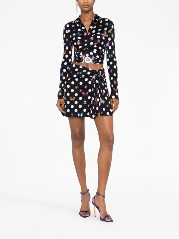 Versace  x Dua Lipa polka-dot cropped shirt - Image 2