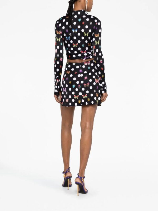 Versace  x Dua Lipa polka-dot cropped shirt - Image 4