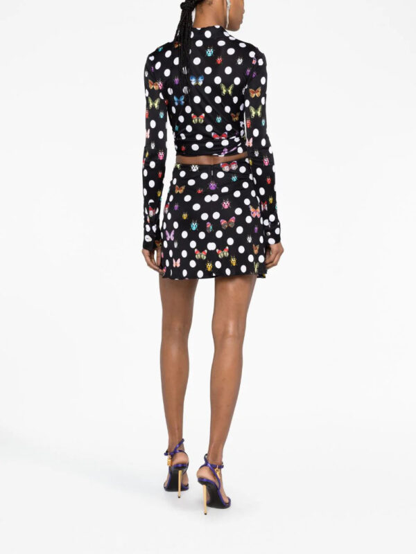 Versace  x Dua Lipa polka-dot cropped shirt - Image 4