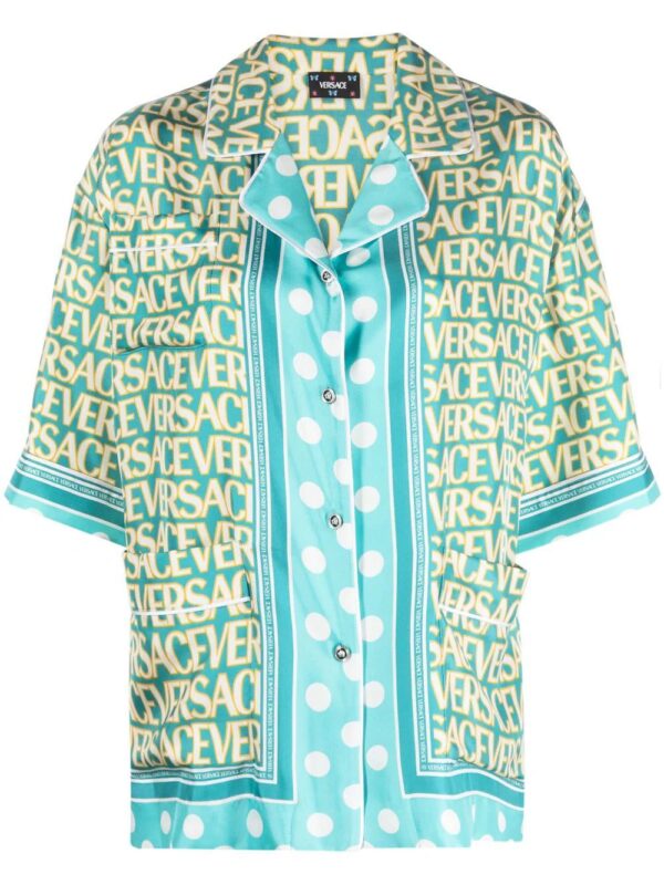Versace  Allover Polka Dot-print silk shirt