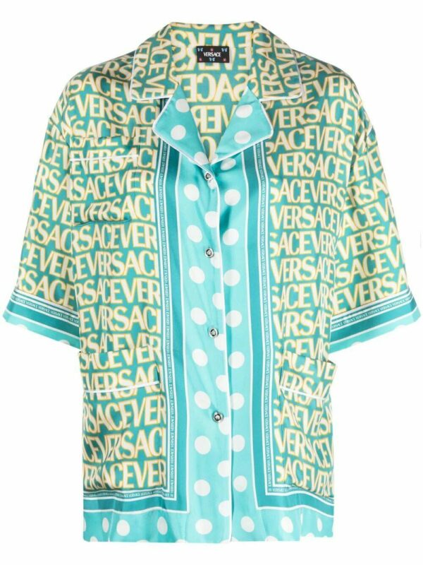 Versace  Allover Polka Dot-print silk shirt