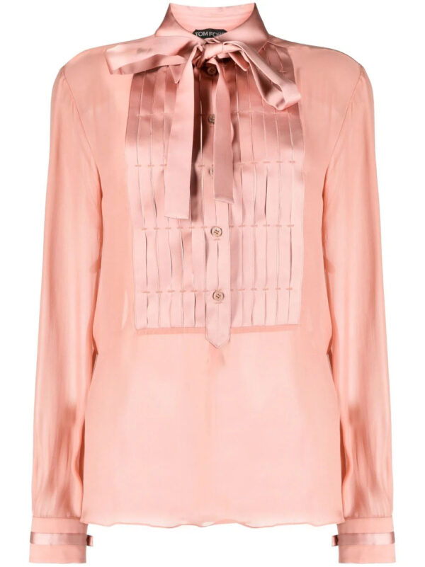 TOM FORD  long-sleeve panelled silk shirt
