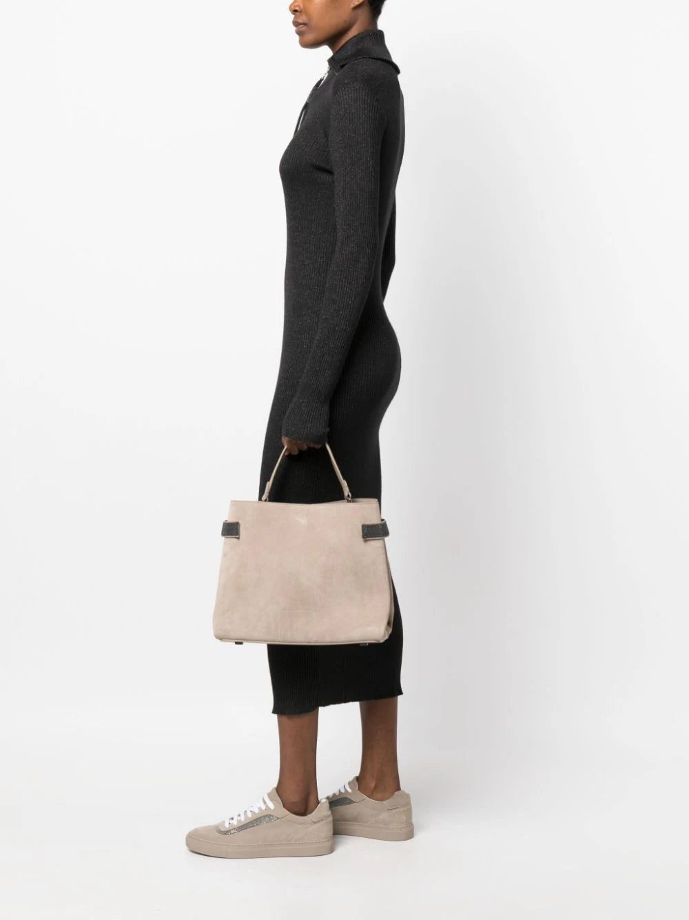 Brunello Cucinelli Monili-detail suede tote bag - Image 2