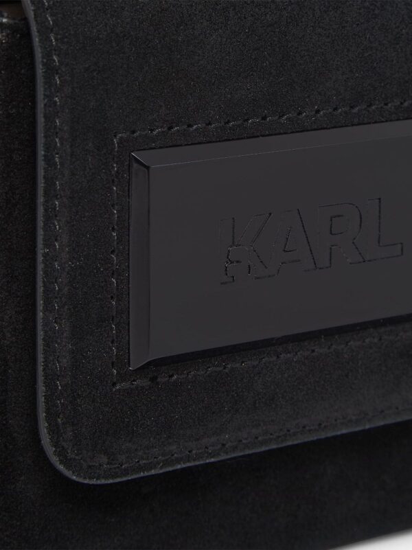 Karl Lagerfeld IKON/K small-flap suede shoulder bag - Image 3