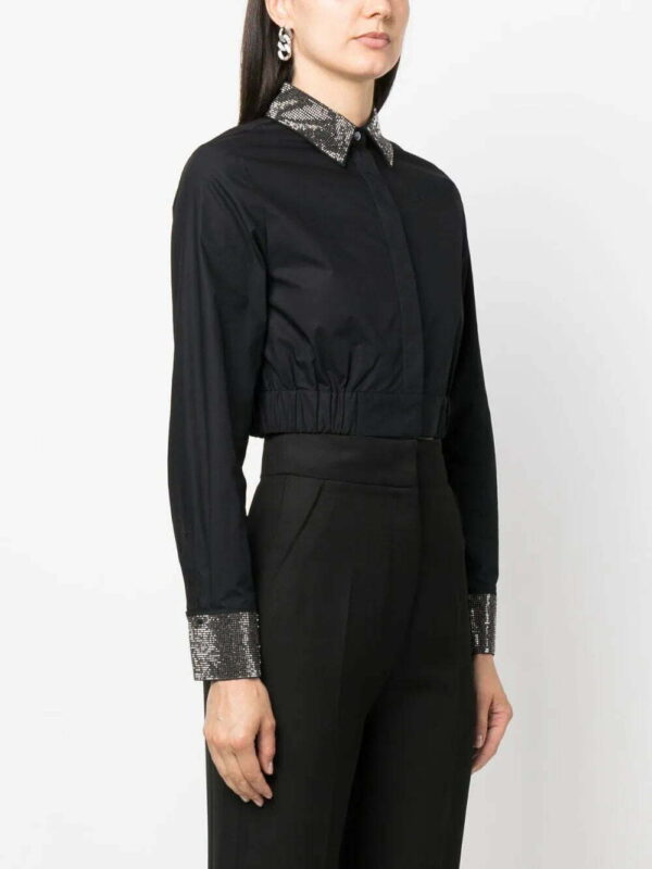 Karl Lagerfeld  rhinestone-embellished cropped shirt - Image 3