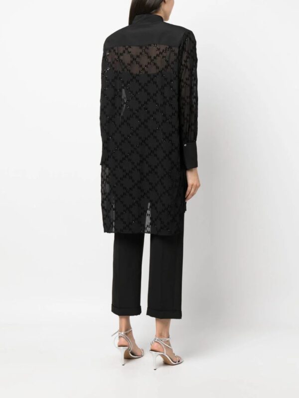 Karl Lagerfeld  monogram-jacquard glitter-detail shirt - Image 4