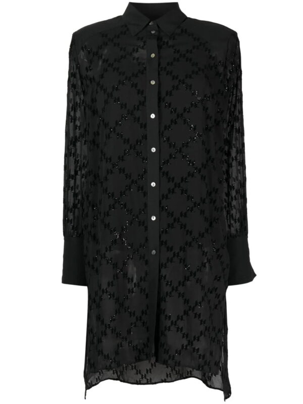 Karl Lagerfeld  monogram-jacquard glitter-detail shirt