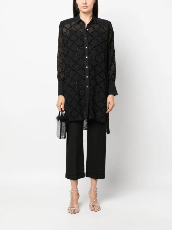 Karl Lagerfeld  monogram-jacquard glitter-detail shirt - Image 2