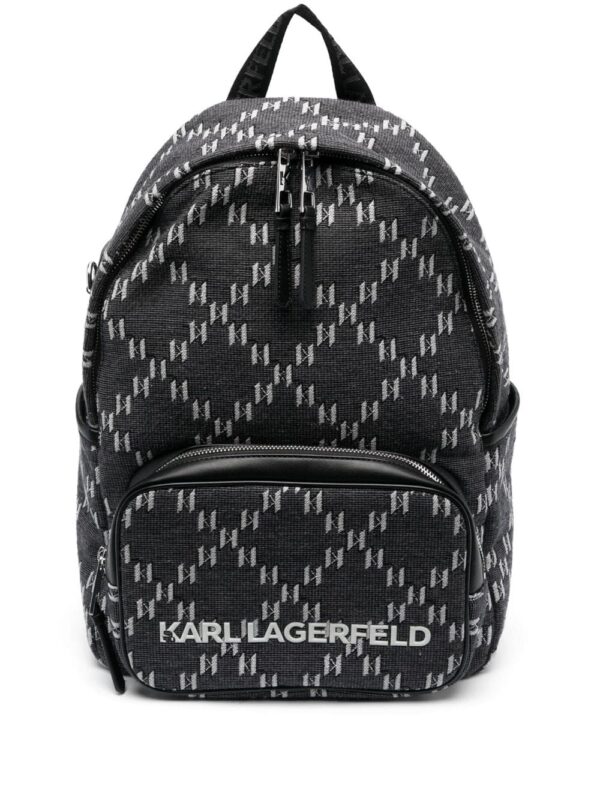 Karl Lagerfeld monogram-jacquard logo-plaque backpack