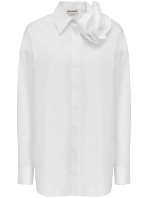 Alexander McQueen  rose-appliqué cotton shirt