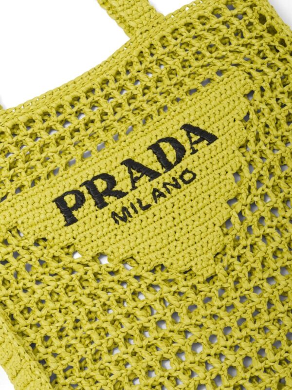 Prada logo-embroidered raffia tote bag - Image 5