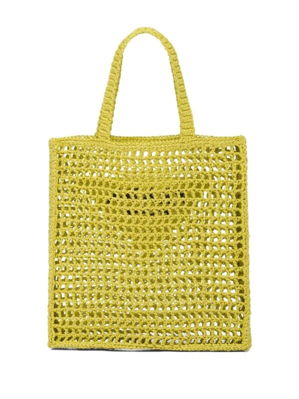 Prada logo-embroidered raffia tote bag - Image 4