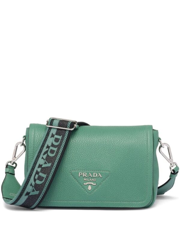 Prada logo-plaque leather shoulder bag