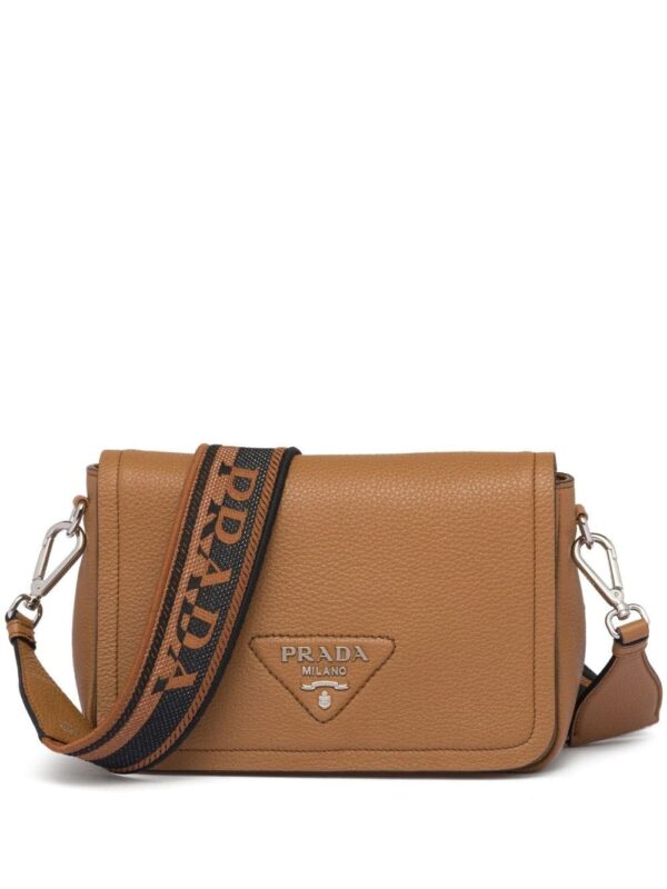 Prada logo-plaque leather shoulder bag