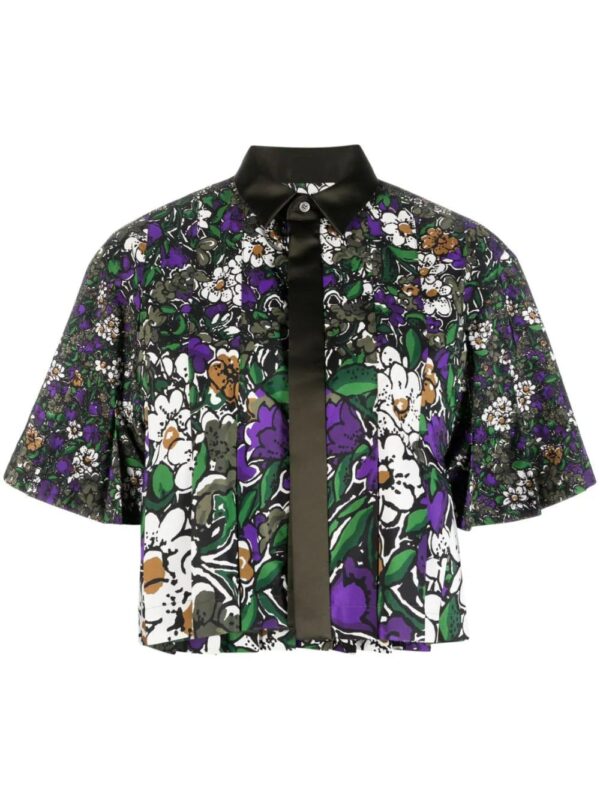 sacai  floral-print cropped shirt
