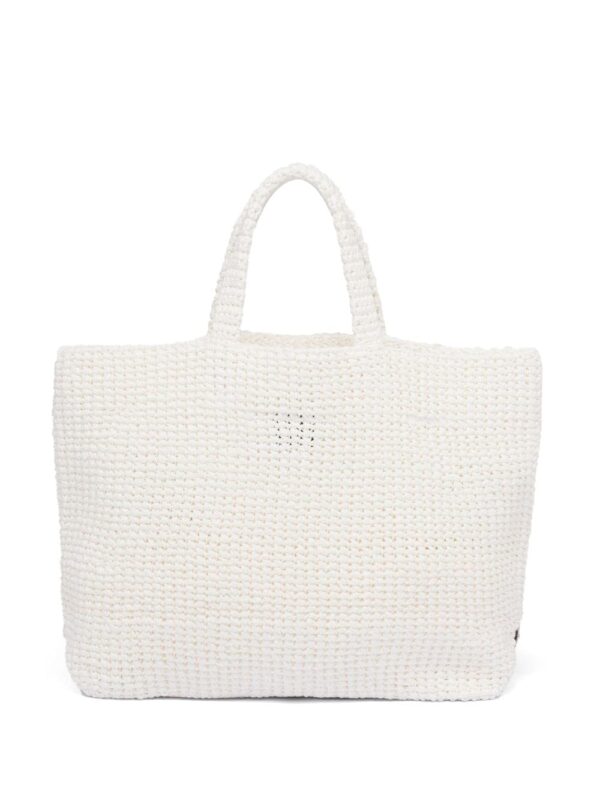 Prada logo-embroidered raffia tote bag - Image 3