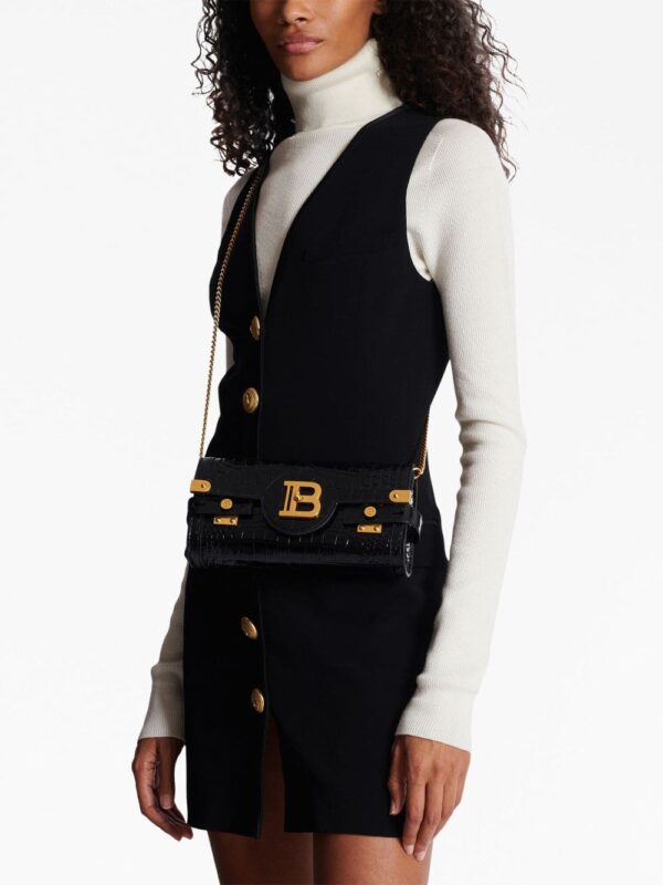 Balmain gold-plaque crocodile mini bag - Image 3