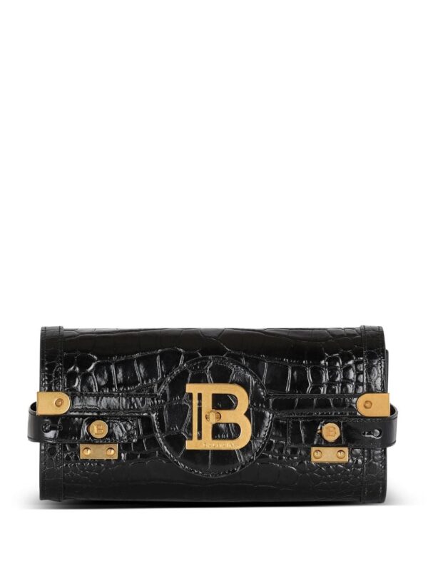 Balmain gold-plaque crocodile mini bag