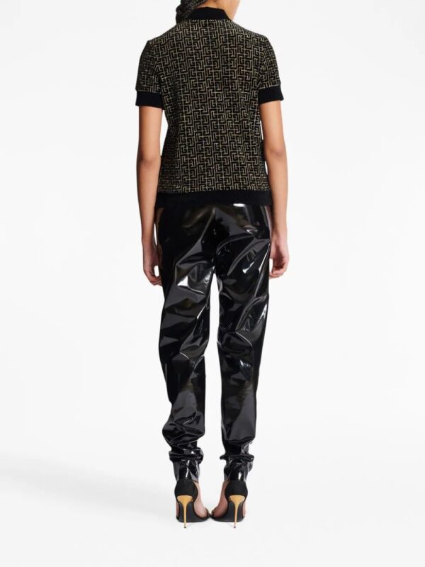 Balmain  monogram-print buttoned polo shirt - Image 4