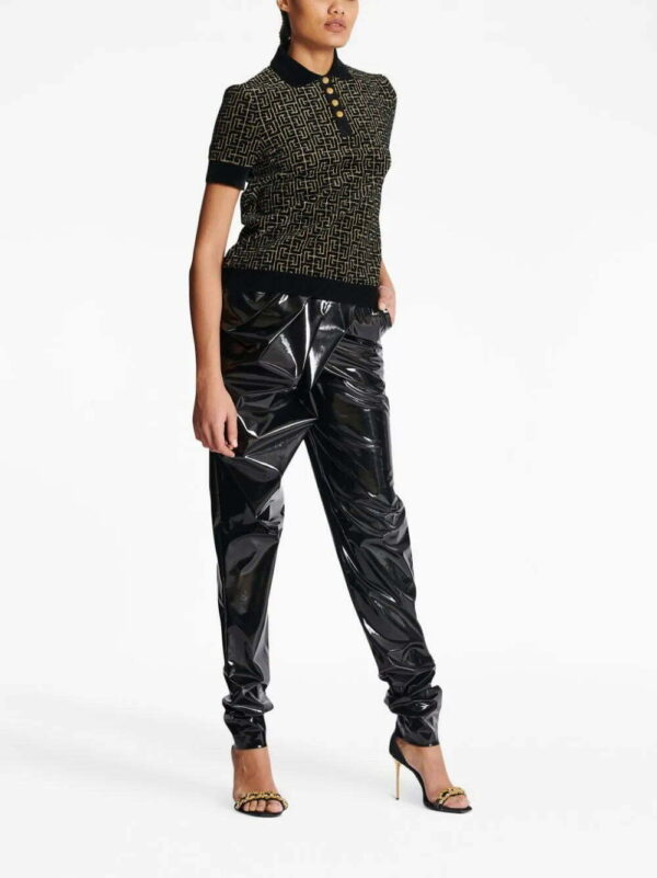 Balmain  monogram-print buttoned polo shirt - Image 3
