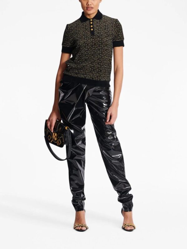 Balmain  monogram-print buttoned polo shirt - Image 2