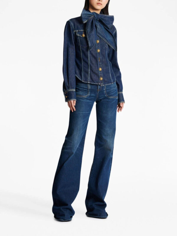 Balmain  pussy-bow denim shirt - Image 2