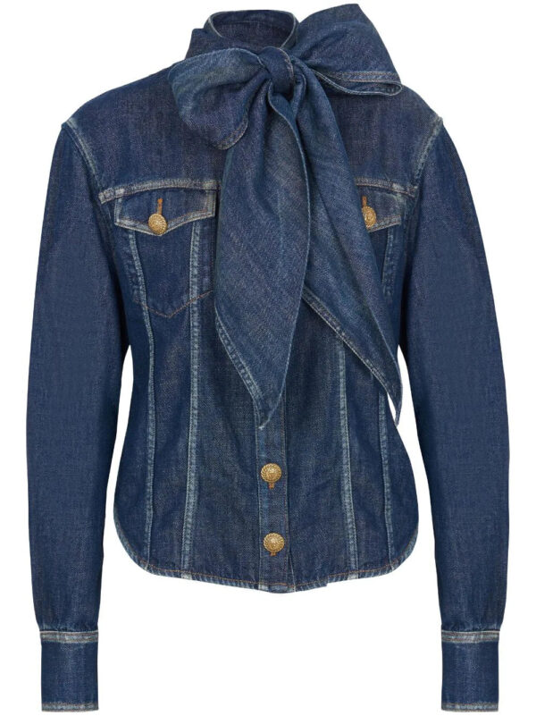 Balmain  pussy-bow denim shirt