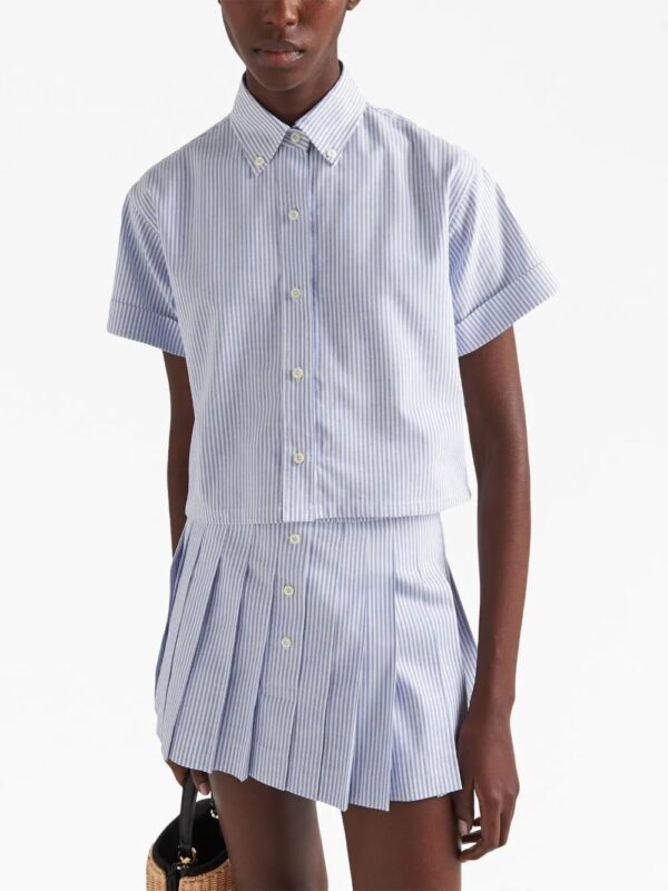 Prada  striped cropped oxford shirt - Image 4