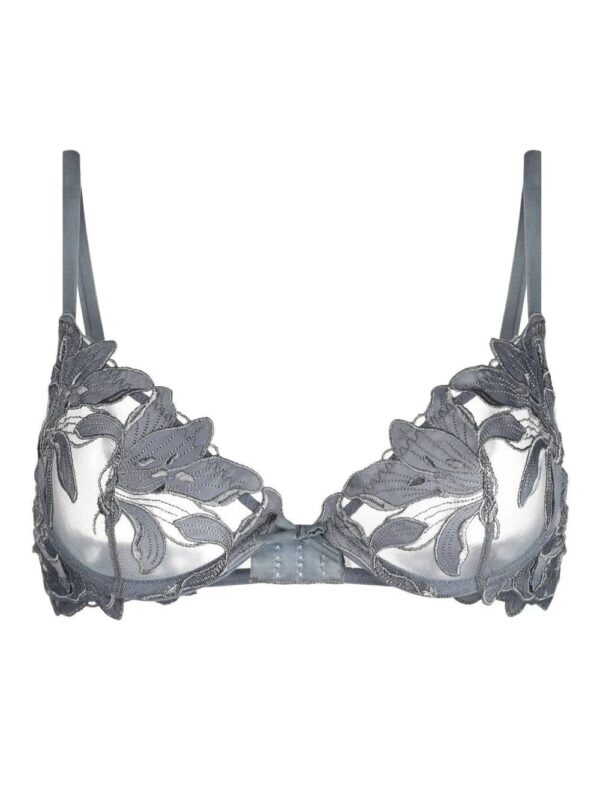 Fleur Du Mal  Lily floral embroidery bra