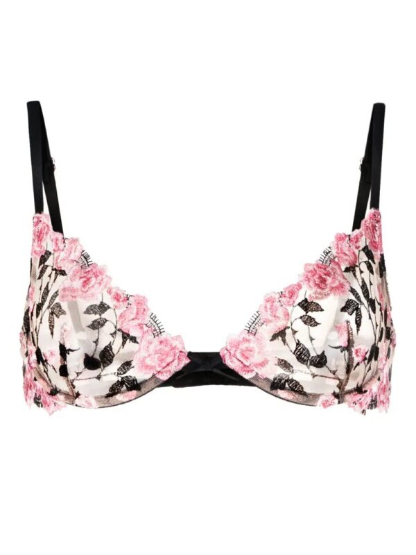 Fleur Du Mal  floral-embroidered demi bra