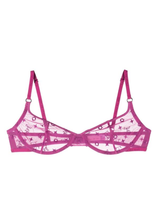 Fleur Du Mal  monogram-embroidered balconette bra