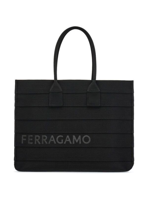 Ferragamo logo-print overlapped-panel tote bag