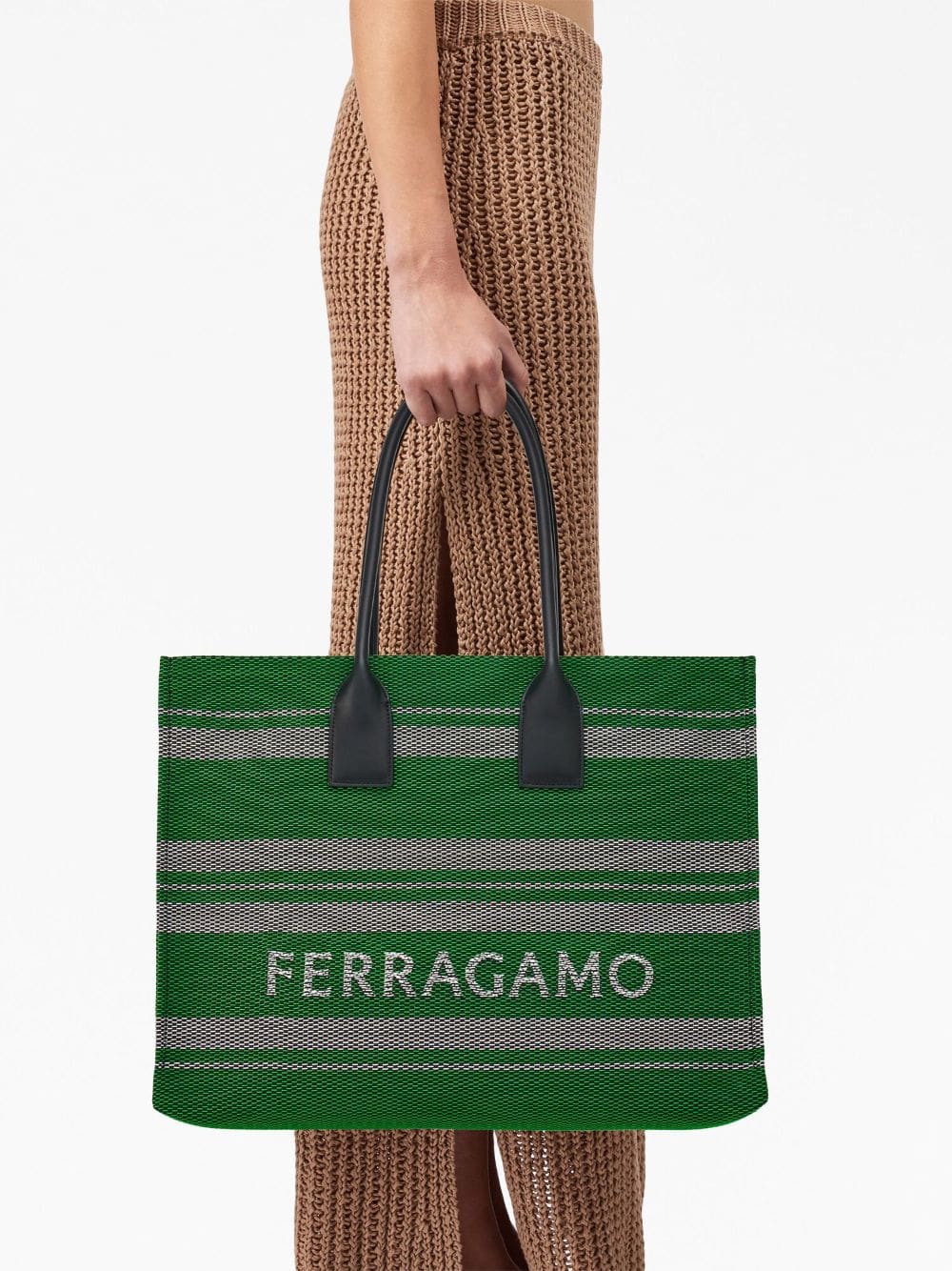 Ferragamo large jacquard striped tote bag - Image 2