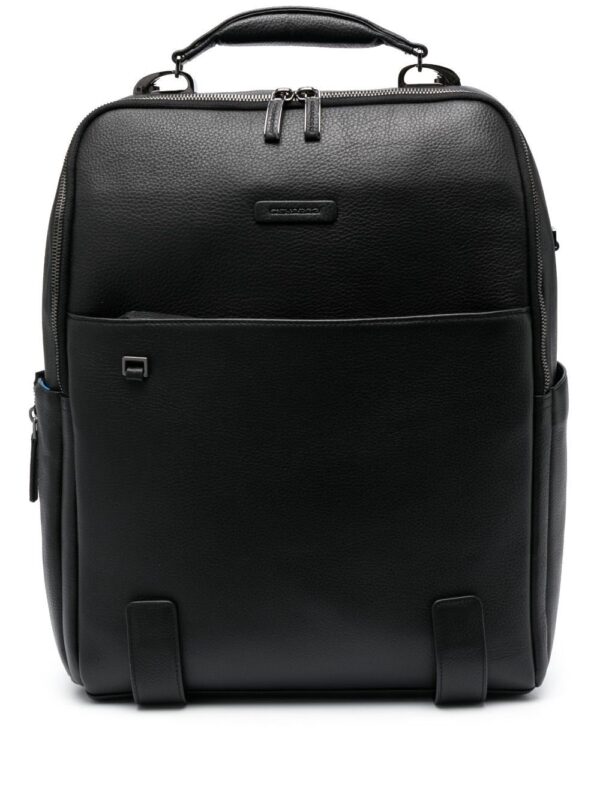 PIQUADRO logo-patch leather backpack