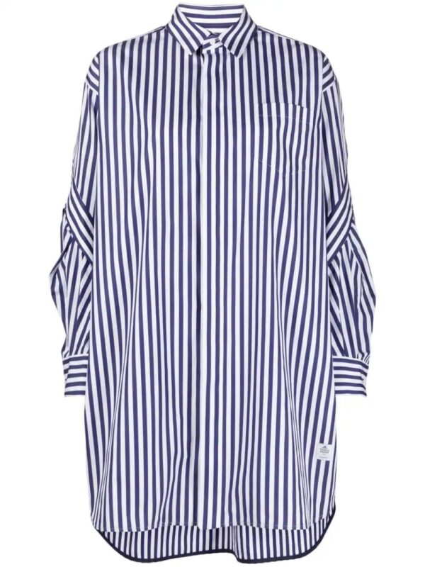 sacai  wide-style striped cotton shirt