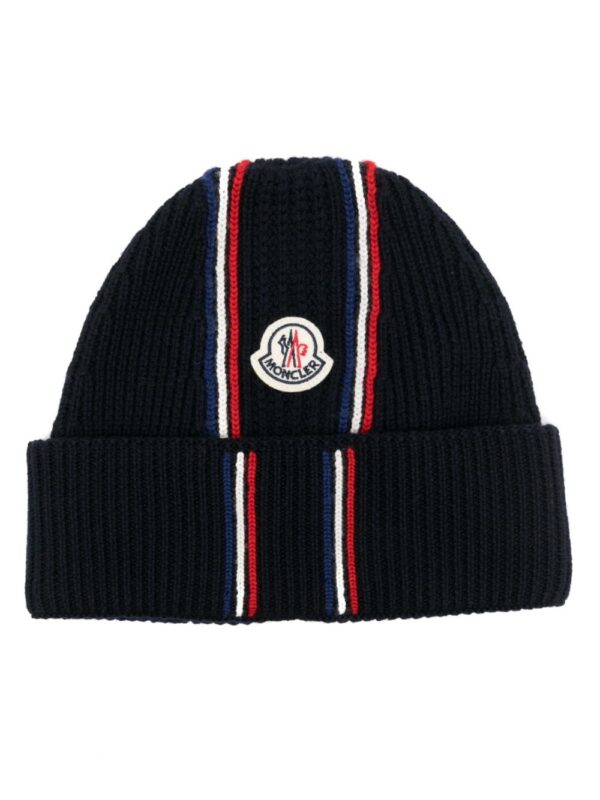 Moncler logo-patch knitted beanie