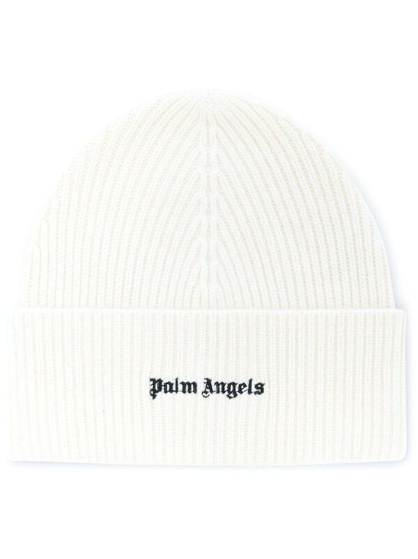 Palm Angels logo-embroidered ribbed beanie
