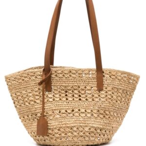 Saint Laurent crocheted raffia tote bag
