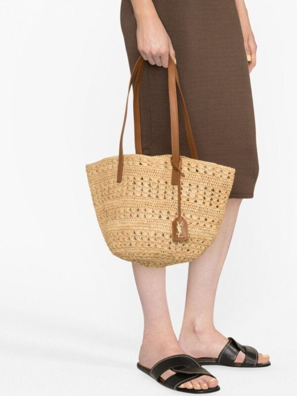 Saint Laurent crocheted raffia tote bag - Image 3