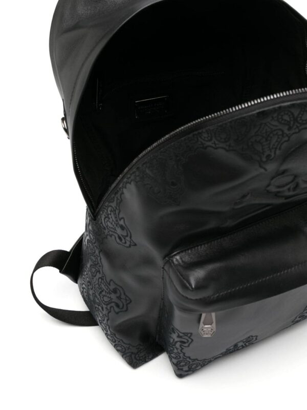 Philipp Plein paisley-embroidered leather backpack - Image 5
