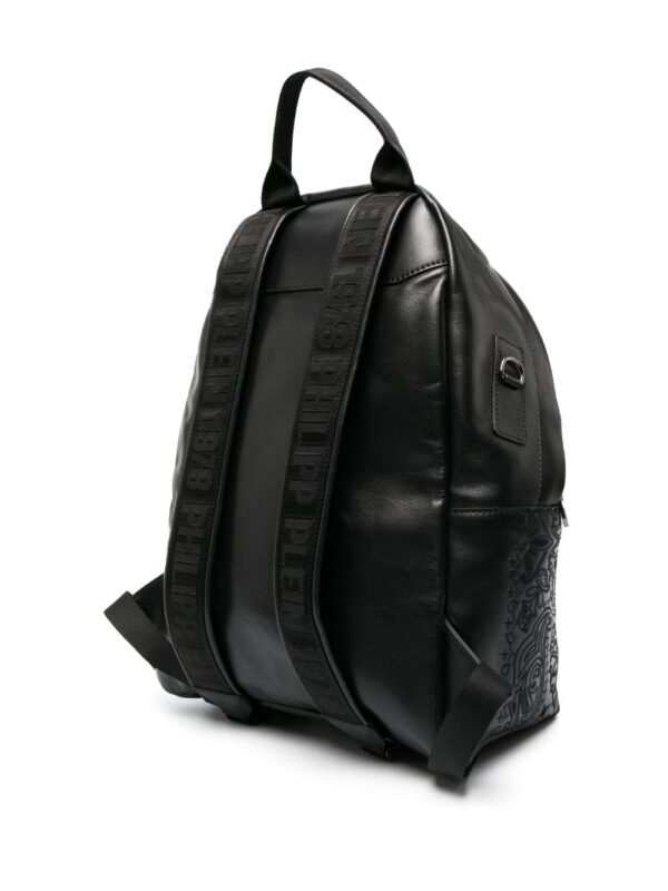 Philipp Plein paisley-embroidered leather backpack - Image 3