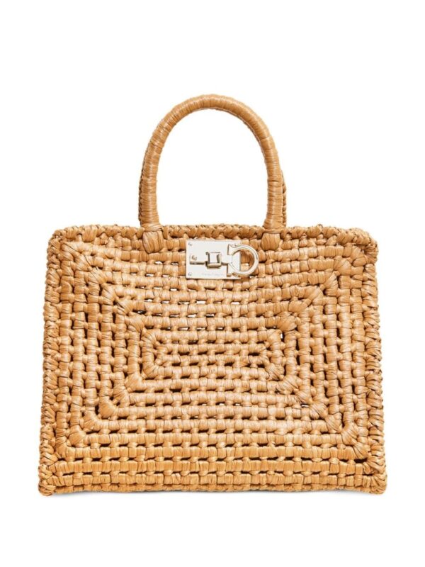 Ferragamo Studio Box raffia tote bag